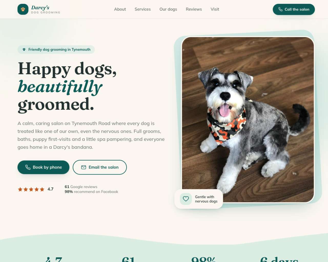 Darcy's Dog Grooming website built by Grow Leads